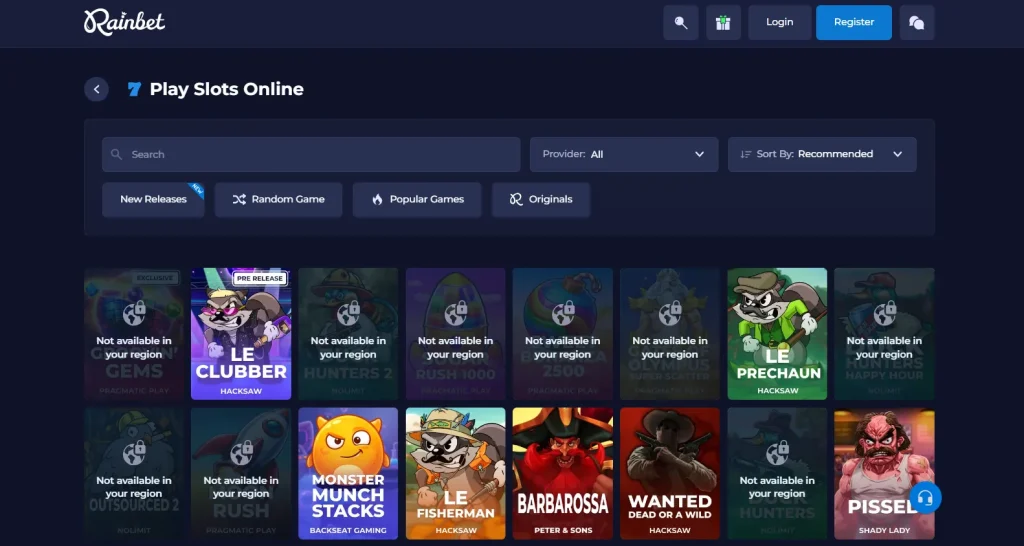 Rainbet slots catalogue